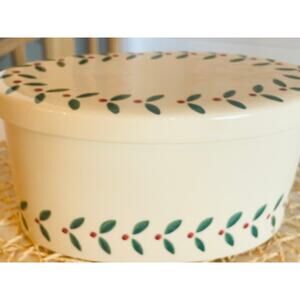 Vintage Hartstone Holly Berries Porcelain Crock